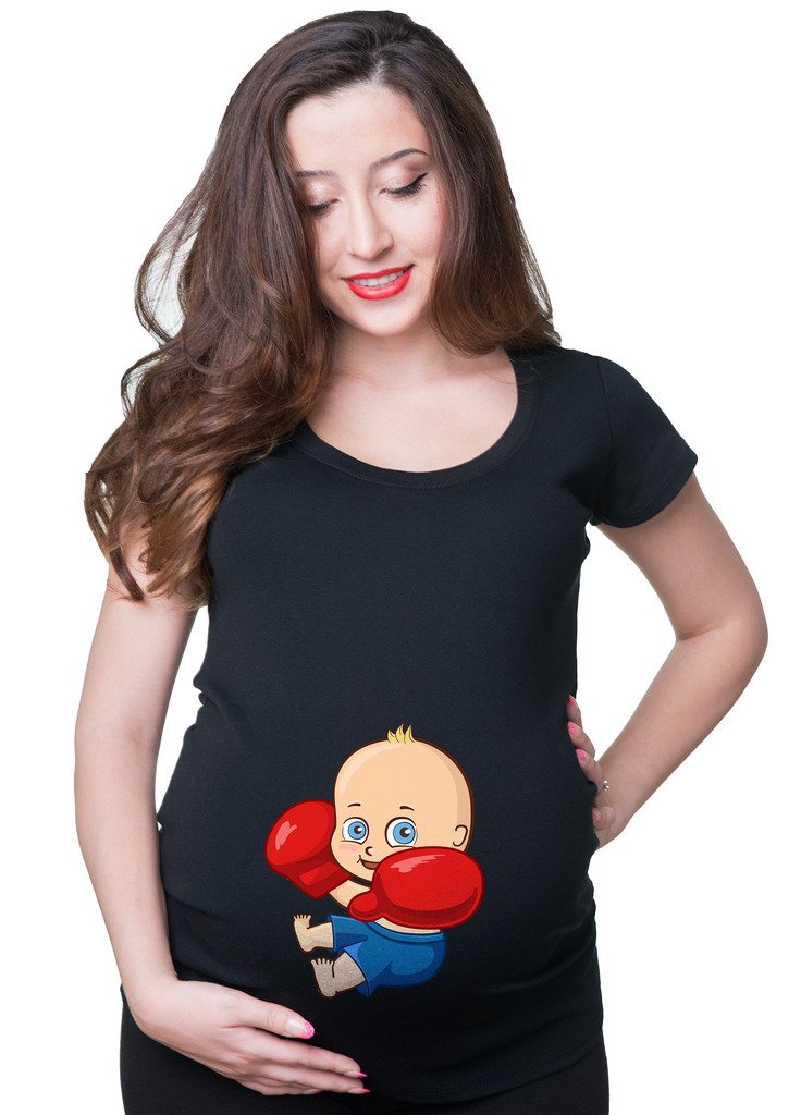 Milky Way Graphic T-Shirts - Funny Boxer & Maternity Baby Tee for Women - Soft Cotton Workout Shirt - Perfect for Casual Wear, Pregnancy Photos & Gym Sessions