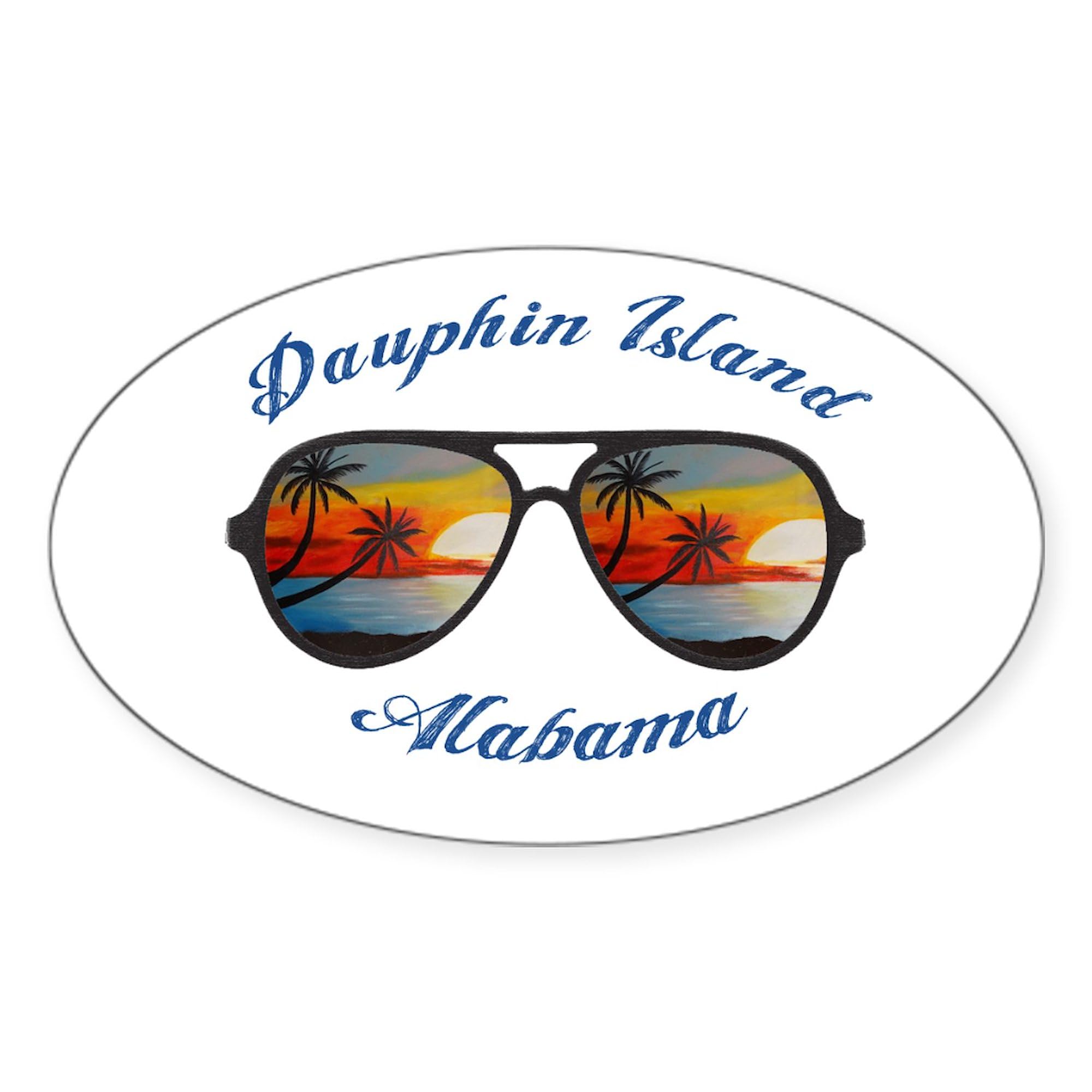 Alabama Dauphin Island Oval Car Bumper Sticker - Waterproof Vinyl Decal for Cars, Trucks, Laptops - Perfect for Travel Enthusiasts & State Pride