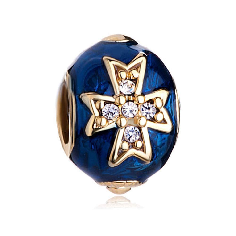 DemiJewelry 14K Gold Plated Faberge Egg Beads - Elegant Charms for Charm Bracelets, DIY Jewelry Making, Gift for Women & Girls - Perfect for Birthdays, Anniversaries & Special Occasions