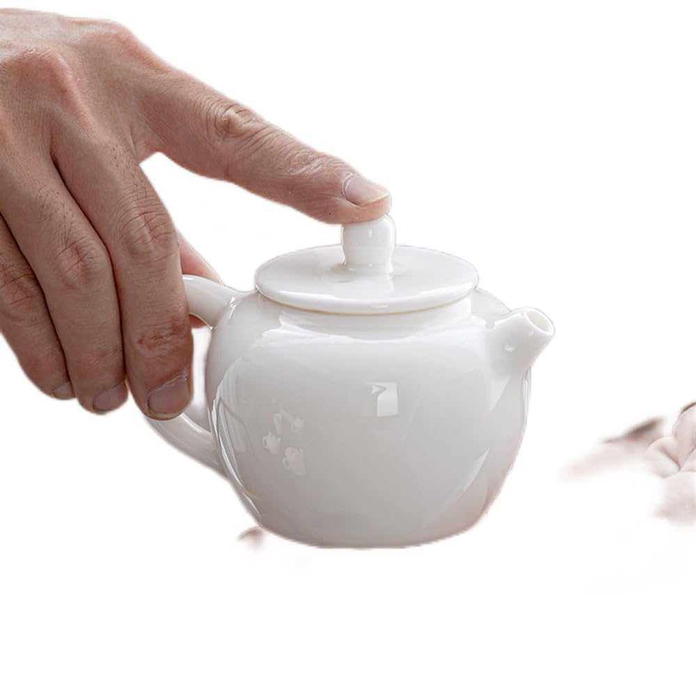 Premium Dehua White Porcelain Teapot Set - Xishi Style Chinese Gongfu Tea Set with Cups - Handcrafted Bone China for Home & Office Tea Ceremony, Gift, Relaxation