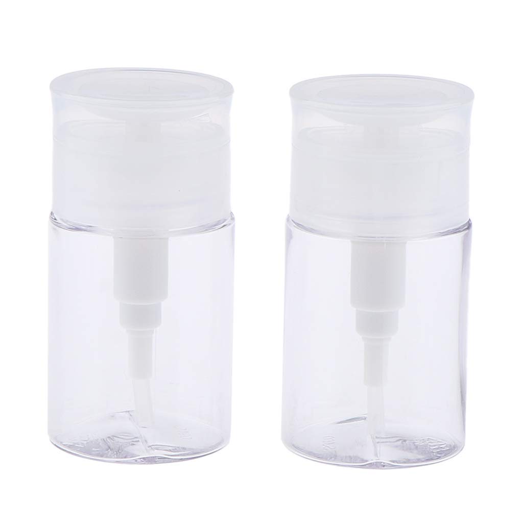2-Pack Clear 60ml Pump Dispenser Bottles for Liquid Soap, Hand Sanitizer & Alcohol - Push Down Soap Dispenser with Leak-Proof Design for Bathroom, Kitchen & Office Use