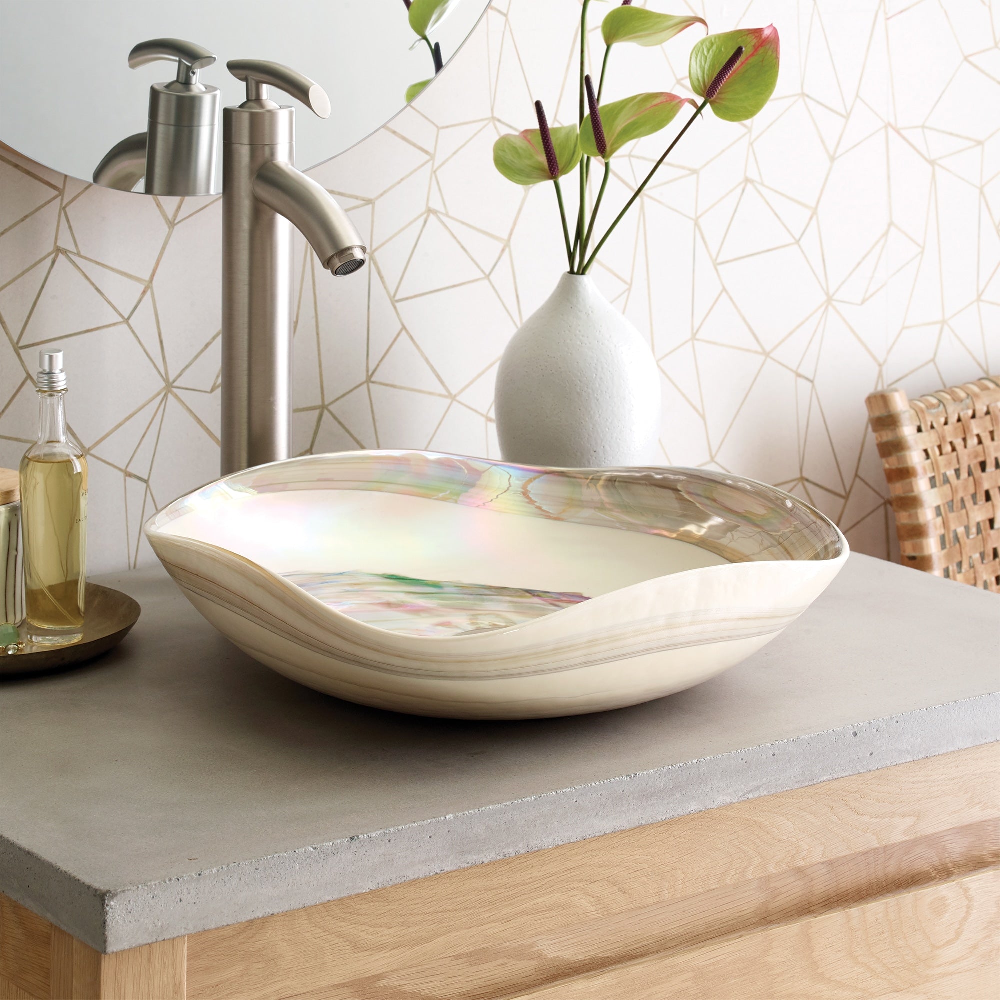 Native Trails Lido Series Glass Vessel Bathroom Sink - Modern Round Above Counter Bathroom Vanity Sink for Powder Room, Guest Bath & Master Bath Decor