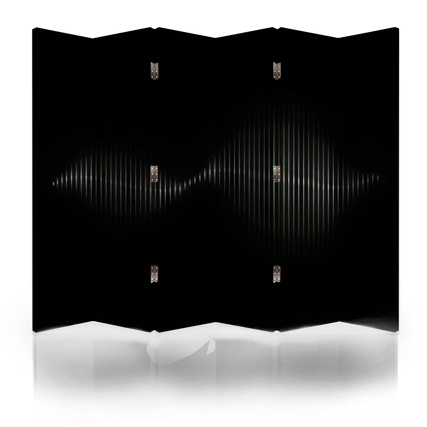 Soundproof Room Divider Screen - 6 Panel Canvas Folding Partition for Privacy & Noise Reduction | Black Sound Wave Design | Ideal for Home Office, Studio, and Bedroom Separation