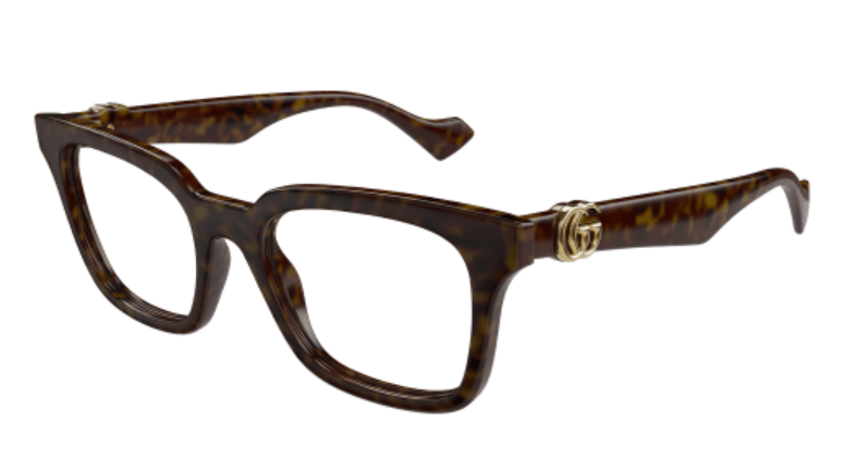 Gucci GG1728O 002 Havana Square Cat Eye Women's Eyeglasses - Stylish Designer Glasses for Women, Fashionable Square Frame with UV Protection - Perfect for Work, Dating & Everyday Wear