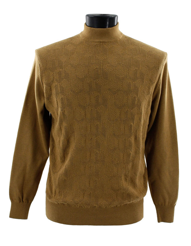 Bassiri Long Sleeve Mock Neck Tan Sweater 638 - Cozy Fall & Winter Pullover for Women | Perfect for Office, Casual Outings & Date Nights