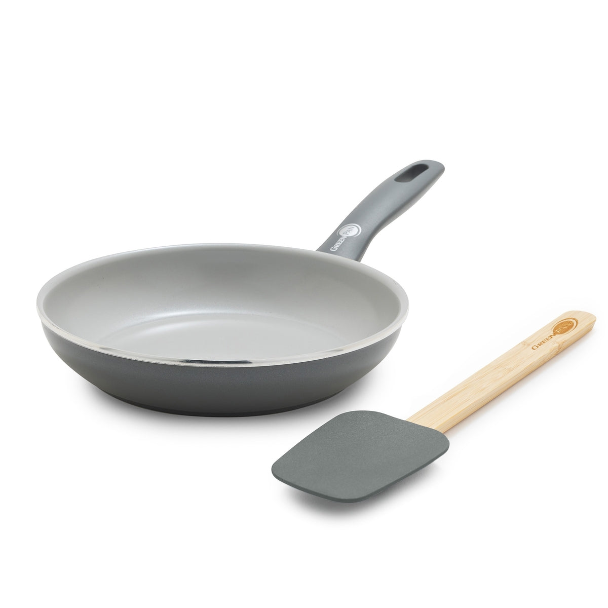 Dover Ceramic Nonstick 8-Inch Frying Pan with Spatula - Charcoal Gray | PFOA-Free Healthy Cookware for Eggs, Pancakes & Stir Fry | Perfect for Small Kitchens & Camping Cooking