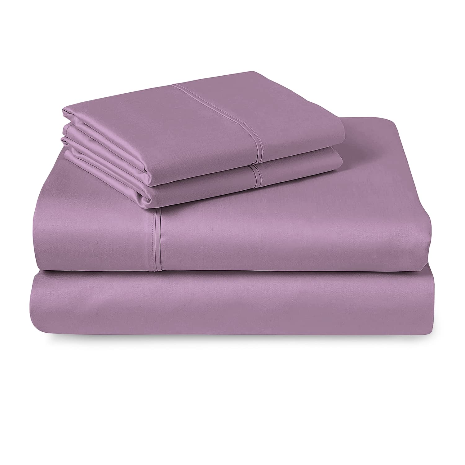 400 Thread Count 100% Long Staple Cotton Short Queen Sheet Set - Ultra Soft Sateen Weave, Fits 15