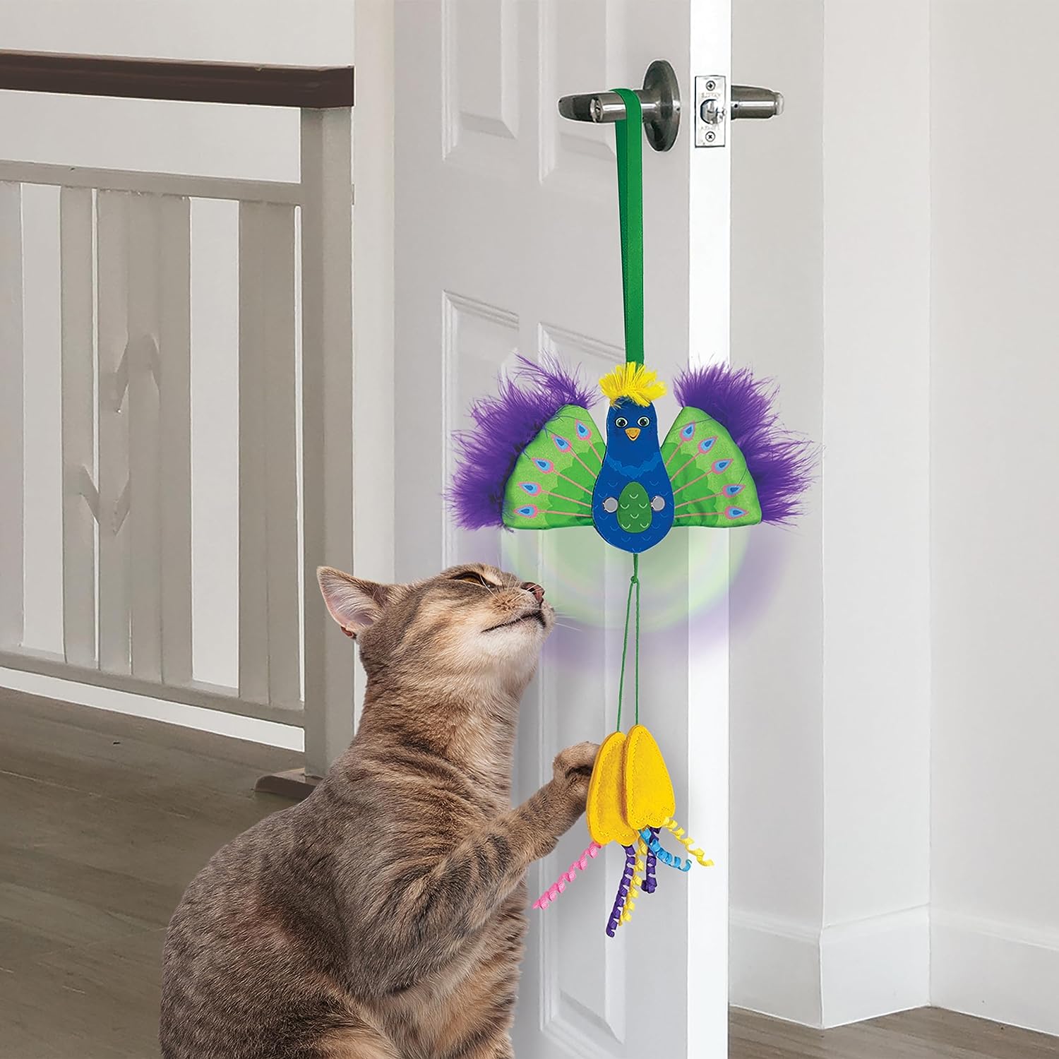 Kong Peacock Interactive Cat Toy - Feather Wand with Bell for Indoor Cats - Fun Playtime & Exercise for Kittens & Adult Cats