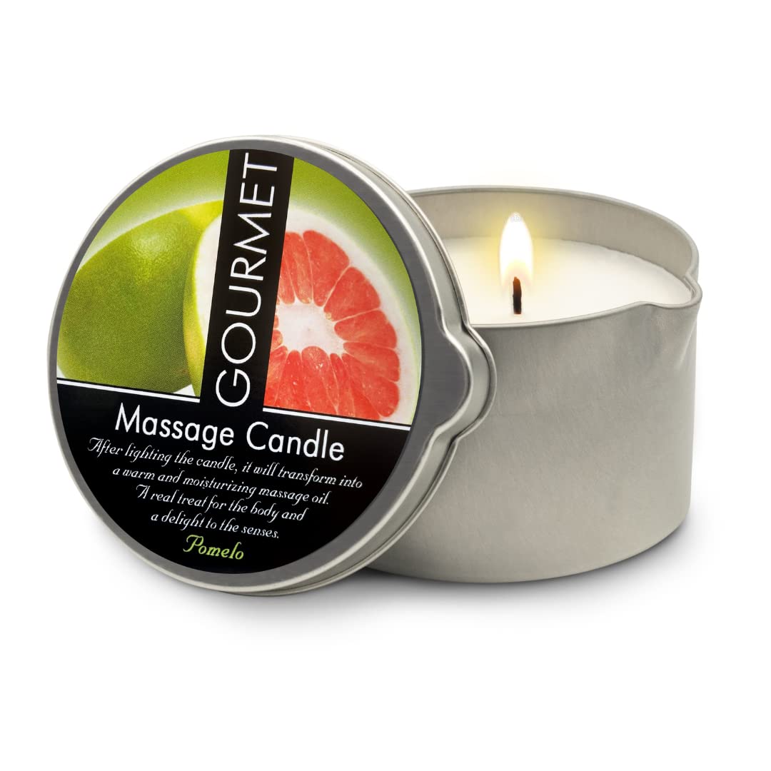 Pomelo GOURMET COLLECTION Romantic Massage Candle for Couples - Moisturizing & Hydrating Skin Care with Natural Body Massage Oils - Vegan, 6.76oz - Perfect for Date Nights & Relaxing Spa Evenings