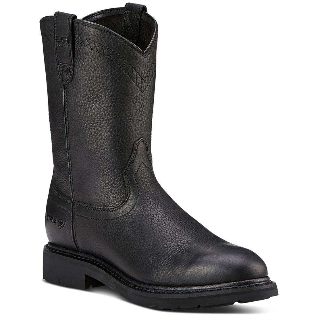 Sierra Soft Toe Boots for Men - Comfortable Black Work Boots with Cushioned Insoles - Ideal for Construction, Hiking & Outdoor Activities