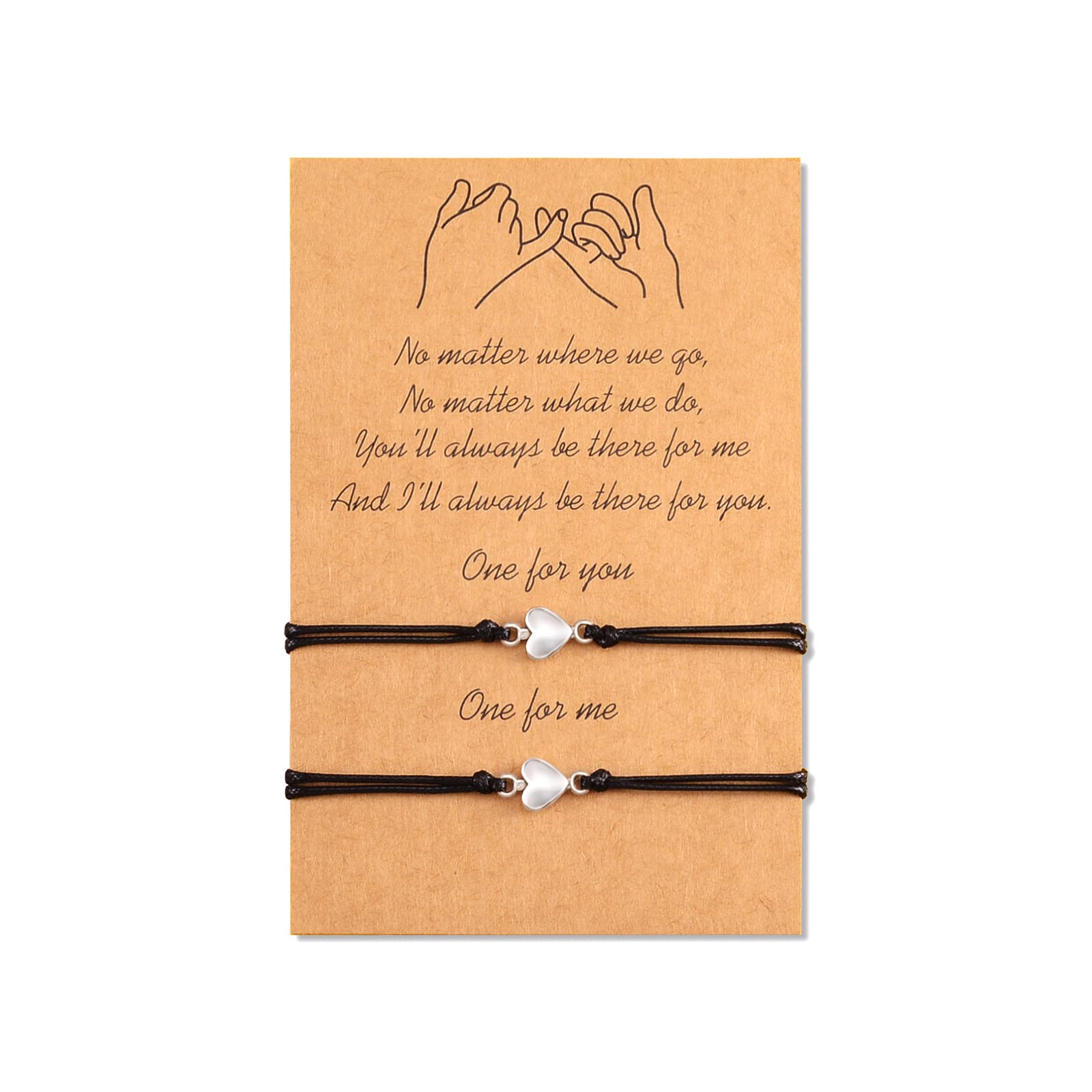 BOCHOI Pinky Promise Bracelets for Couples - Long Distance Matching Friendship String Wish Bracelets for Boyfriend, Girlfriend, BFF, Best Friend - Perfect Birthday Gift for Her, Women's Jewelry (Great for Anniversaries, Valentine's Day & Special Occasions)