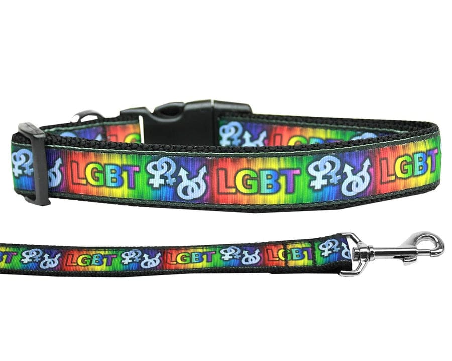 Rainbow Pride Dog Collar and Leash Set - Durable Nylon Pet Accessories for Small Medium Large Dogs - Perfect for Pride Parades, LGBTQ+ Events & Daily Walks