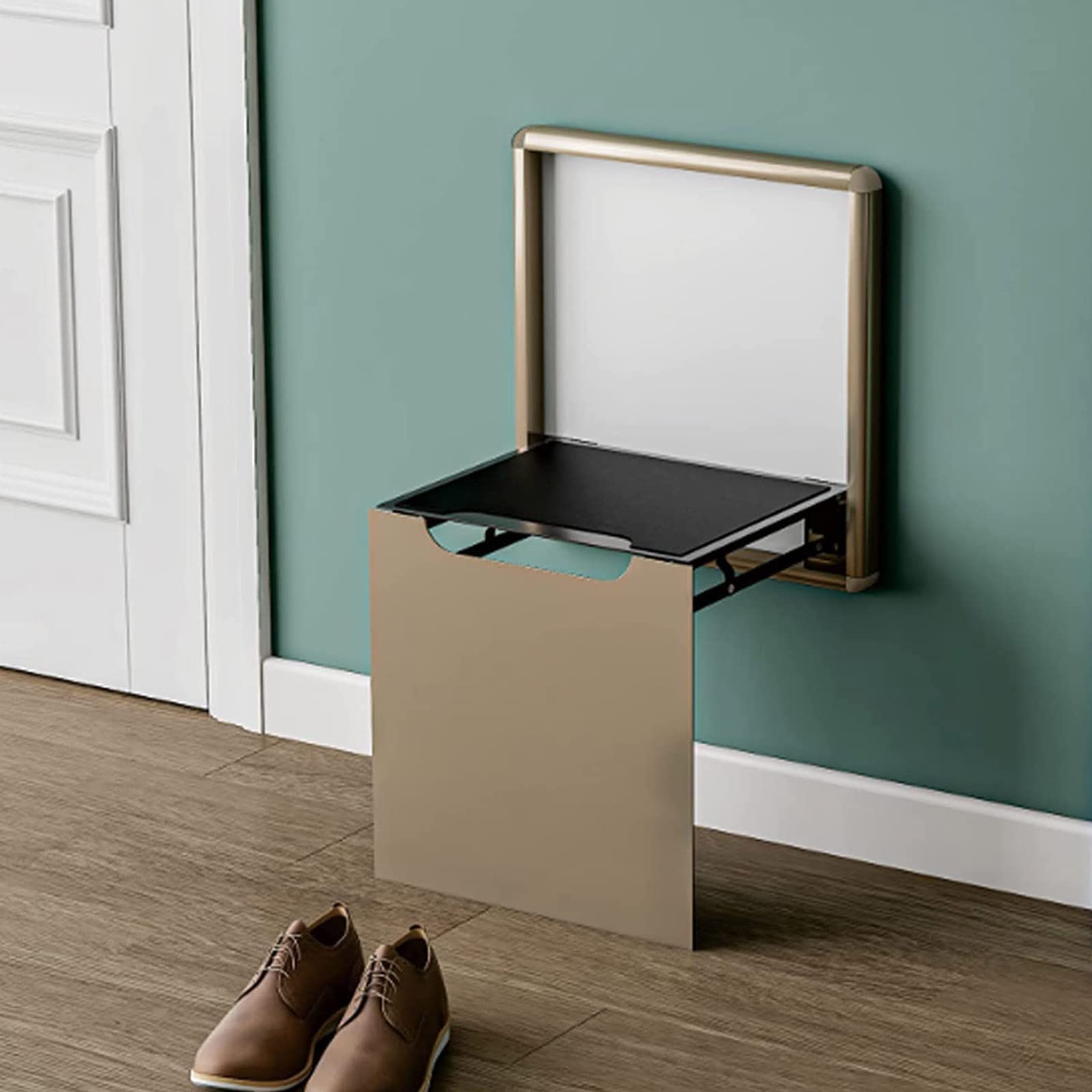 Wall-Mounted Invisible Shoe Changing Stool - Aluminum Alloy Folding Shower Chair & Retractable Entryway Bench for Hallway, Kitchen, Bathroom - 440 lbs Weight Capacity - Perfect for Small Spaces & Elderly Assistance