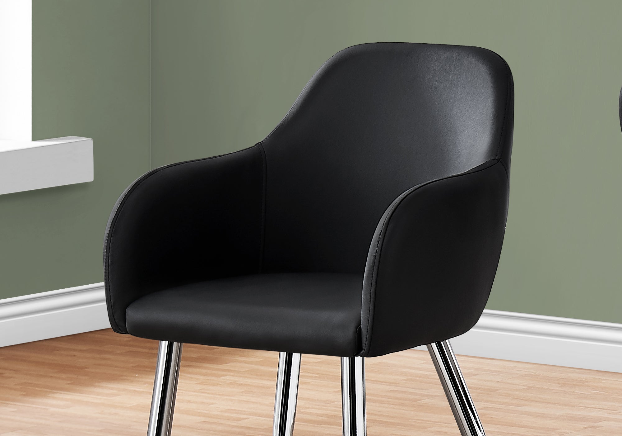 Stylish Black PU Leather Dining Chairs Set of 2 - Modern Faux Leather Kitchen Chairs for Dining Room, Kitchen, and Office Use
