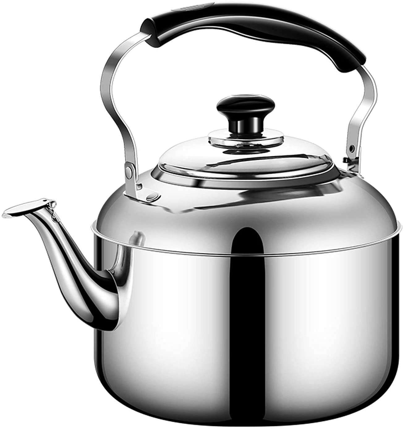 **5L Stainless Steel Whistling Tea Kettle - NC Induction Compatible, Stovetop & Camping Kettle for Boiling Water - Perfect for Home, Outdoor & Tea Lovers (Silver)**