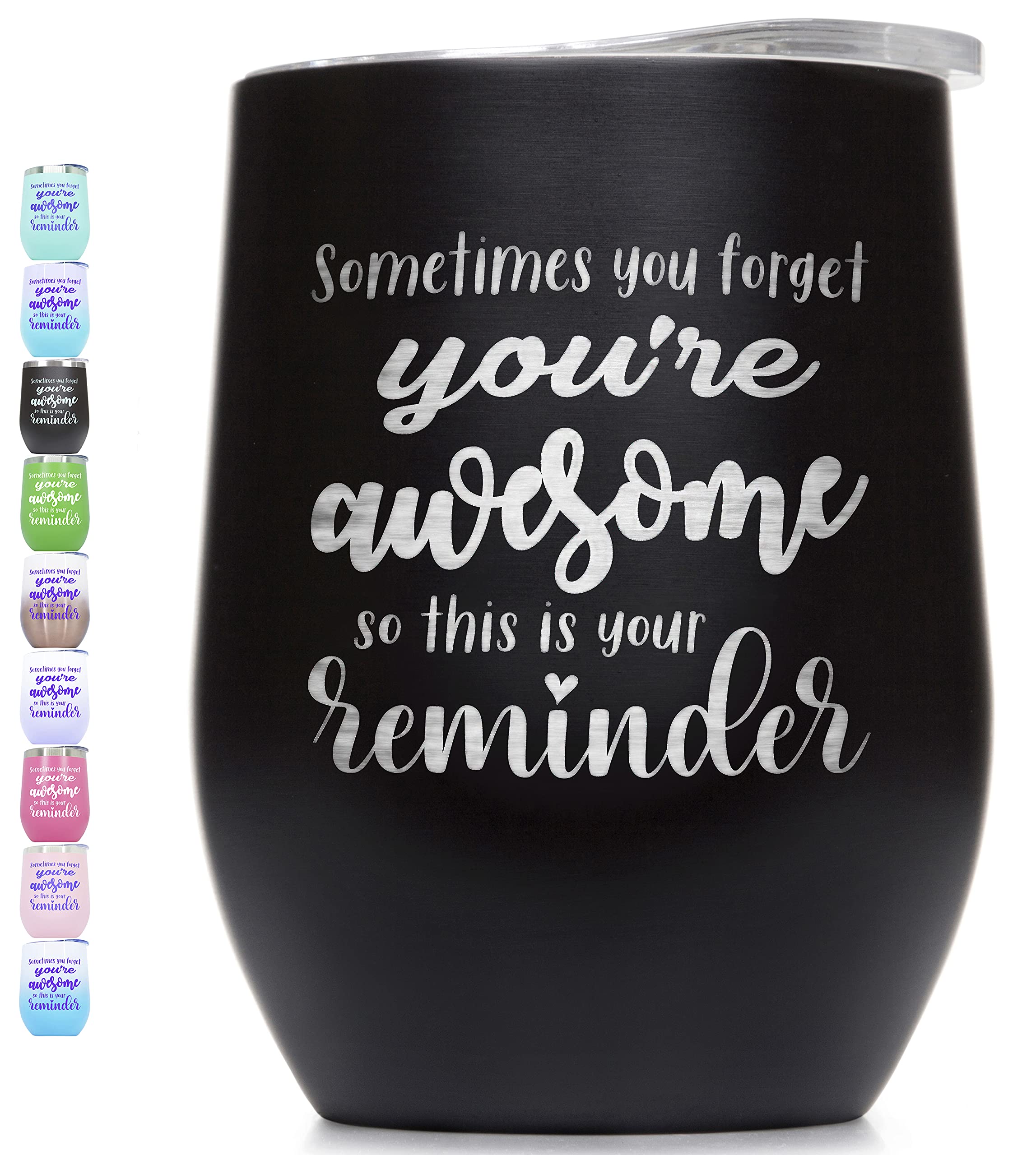Inspirational 'You're Awesome' Wine Tumbler - Funny Motivational Gift for Women, Best Friend, Mom, Sister & Coworker - Perfect for Christmas, Birthday & Appreciation - Great for Office Parties, Girls Night Out & Relaxing at Home
