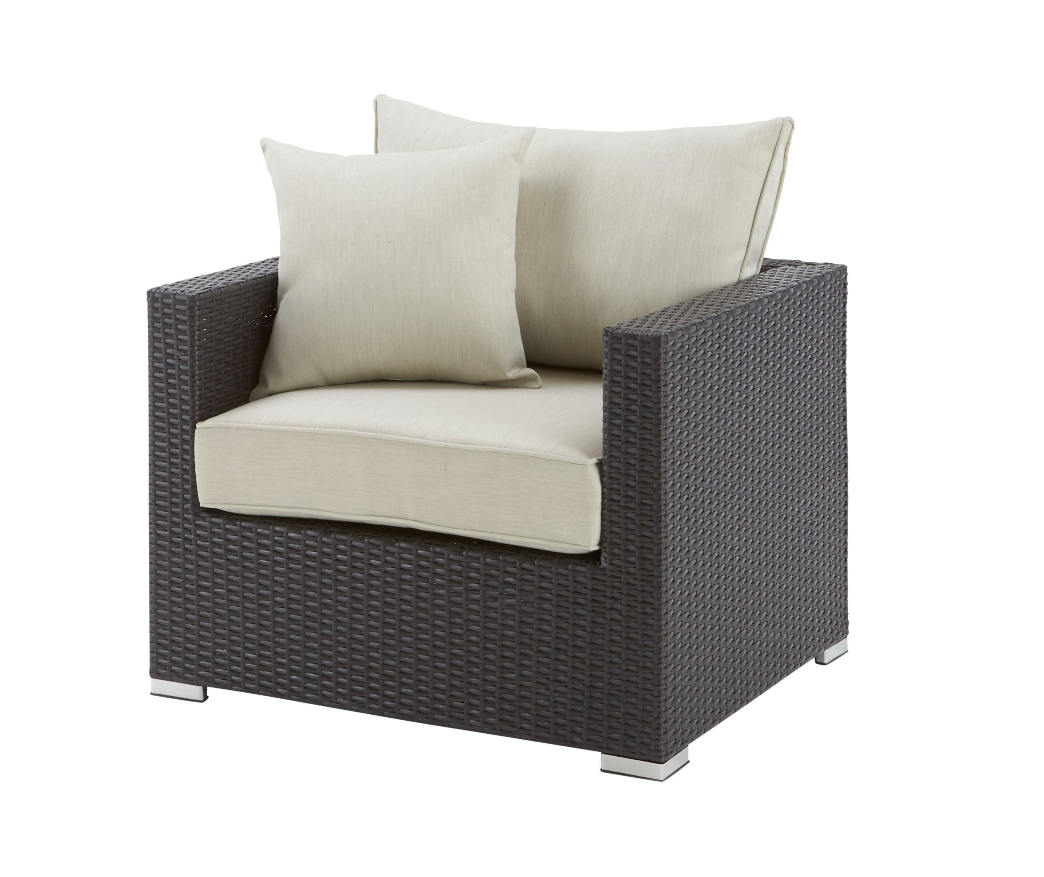 Crawley Outdoor Arm Chair - Beige and Black Patio Furniture for Garden, Poolside, and Backyard Relaxation