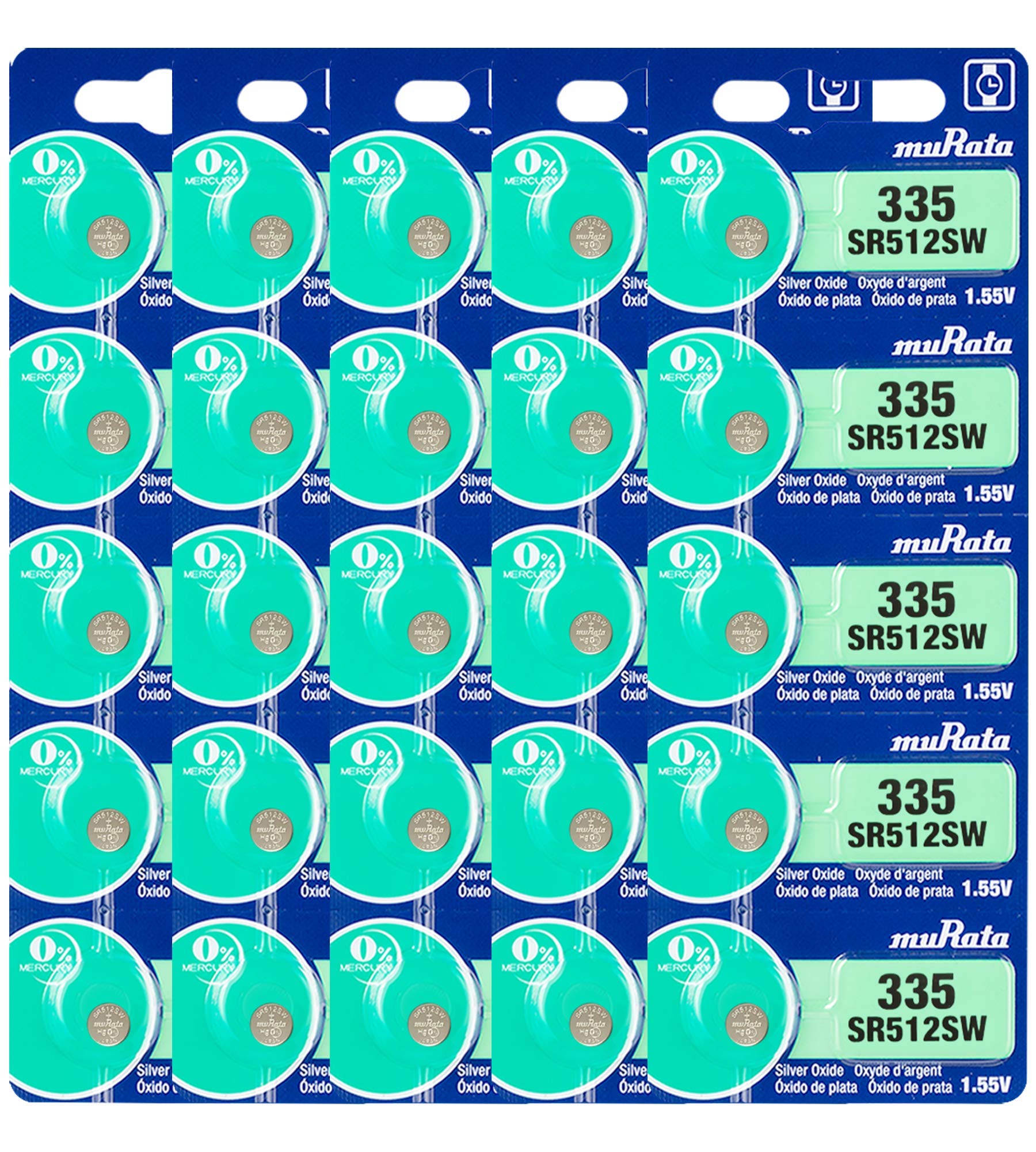 Murata SR512SW 1.55V Silver Oxide Button Cell Battery (25-Pack) - Long-Lasting Power for Watches, Calculators, Medical Devices & Small Electronics