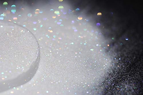 Holographic White Glitter Dust 0.1mm for Nail Art & DIY Cosmetics - 50g | Party Makeup & Craft Decor