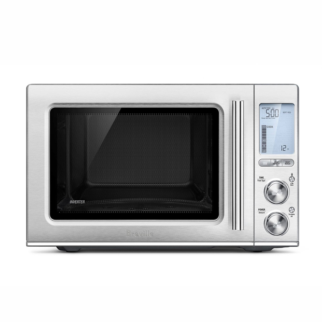 Breville Smooth Wave Microwave Oven - 1.2 Cu. Ft Brushed Stainless Steel Countertop Microwave (BMO850BSS) | Fast Even Heating for Family Meals, Reheating & Defrosting | Compact Kitchen Appliance for Small Spaces