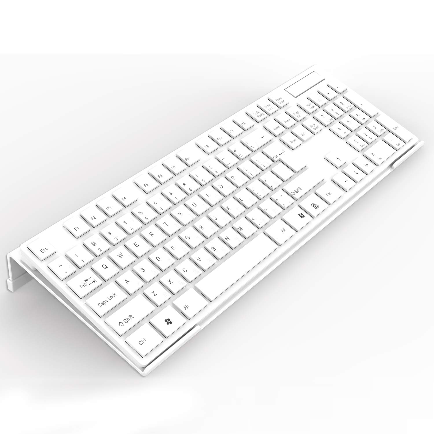 Ergonomic Acrylic Tilted Keyboard Stand with Non-Slip Silicone Base - White | Computer Keyboard Tray Holder for Comfortable Typing | Perfect for Office, Home & Gaming Setup