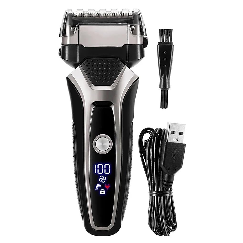 USB Rechargeable Electric Shaver for Men - 3D Floating Triple Blade Razor, Stainless Steel Wet/Dry Shaving Machine with Barber Trimmer | Perfect for Travel, Home & Professional Grooming