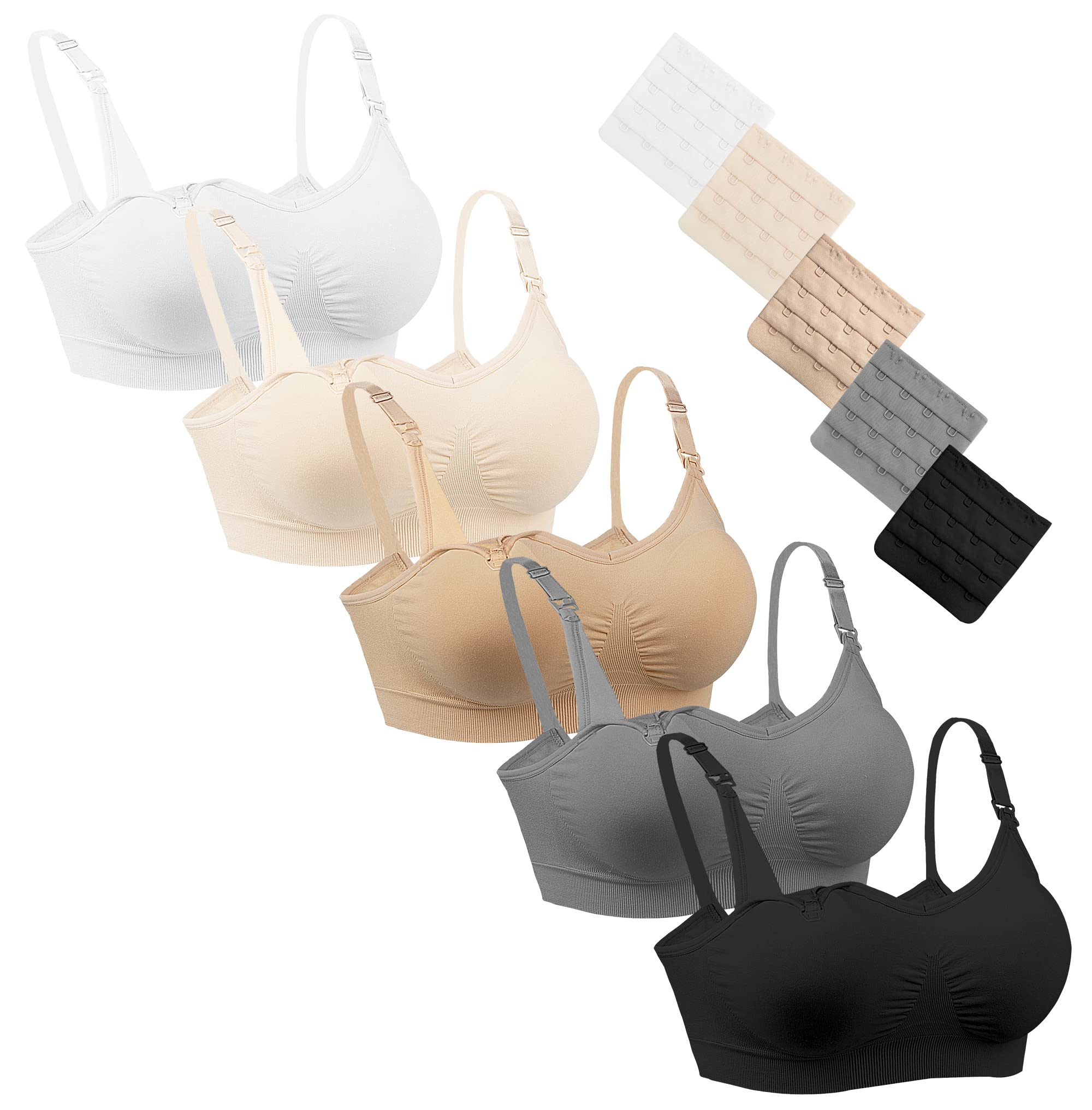 Sepinbra 5 Pack Seamless Maternity Bras - Wireless Nursing Bras for Pregnancy & Breastfeeding - Full Bust Support for Comfort - Perfect for Daily Wear, Sleeping & Postpartum Recovery