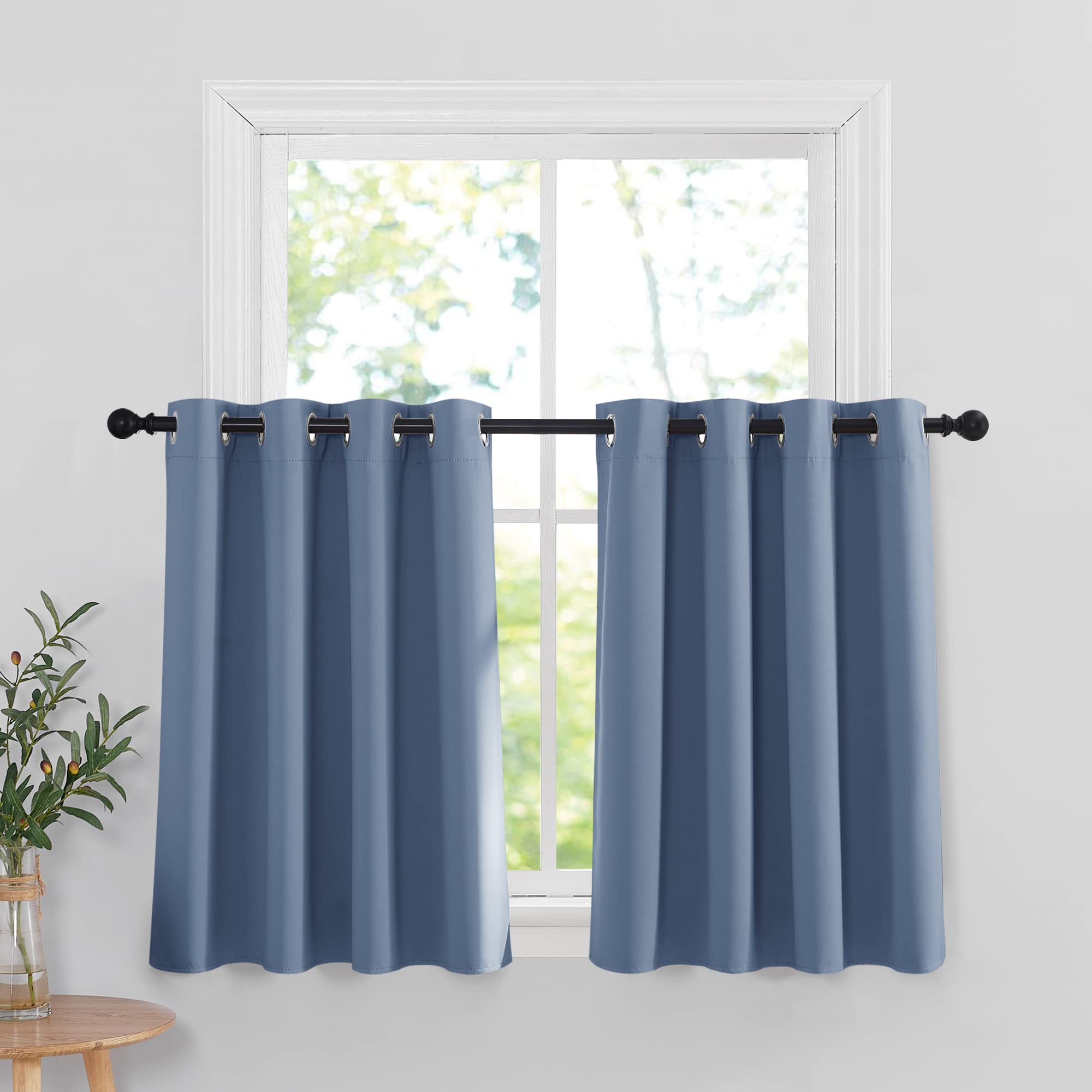 RYB HOME Blackout RV Curtains for Small Window - Thermal Insulated Short Tiers for Kitchen & Living Room - Energy Efficient Window Treatment - 52