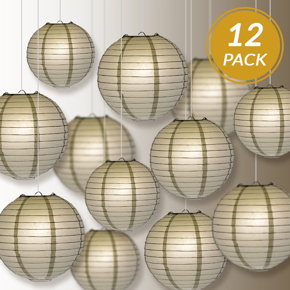 12 Pack Silver Chinese Paper Lanterns - Hanging Wedding & Party Decoration Set (12/10/8 Inch) - Perfect for Asian Weddings, Birthday Parties & Home Decor