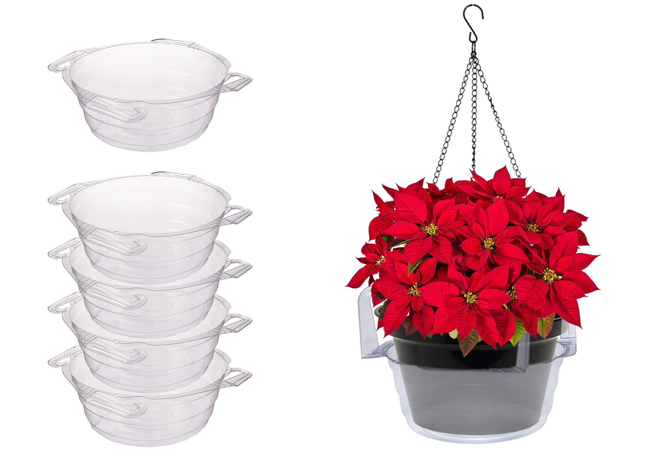 Curtis Wagner 5-Pack Clear Round Plastic Hanging Basket Drip Pans - 9