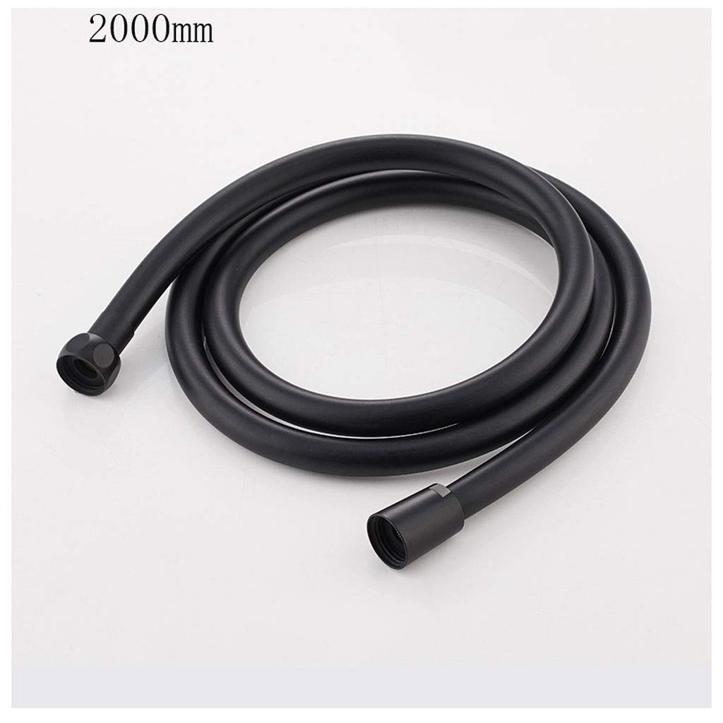 **Premium PVC Water Pipe Shower Hose - 2000mm Black Rain Shower Head Bracket & Garden Hose Accessories for Bathroom & Outdoor Use**