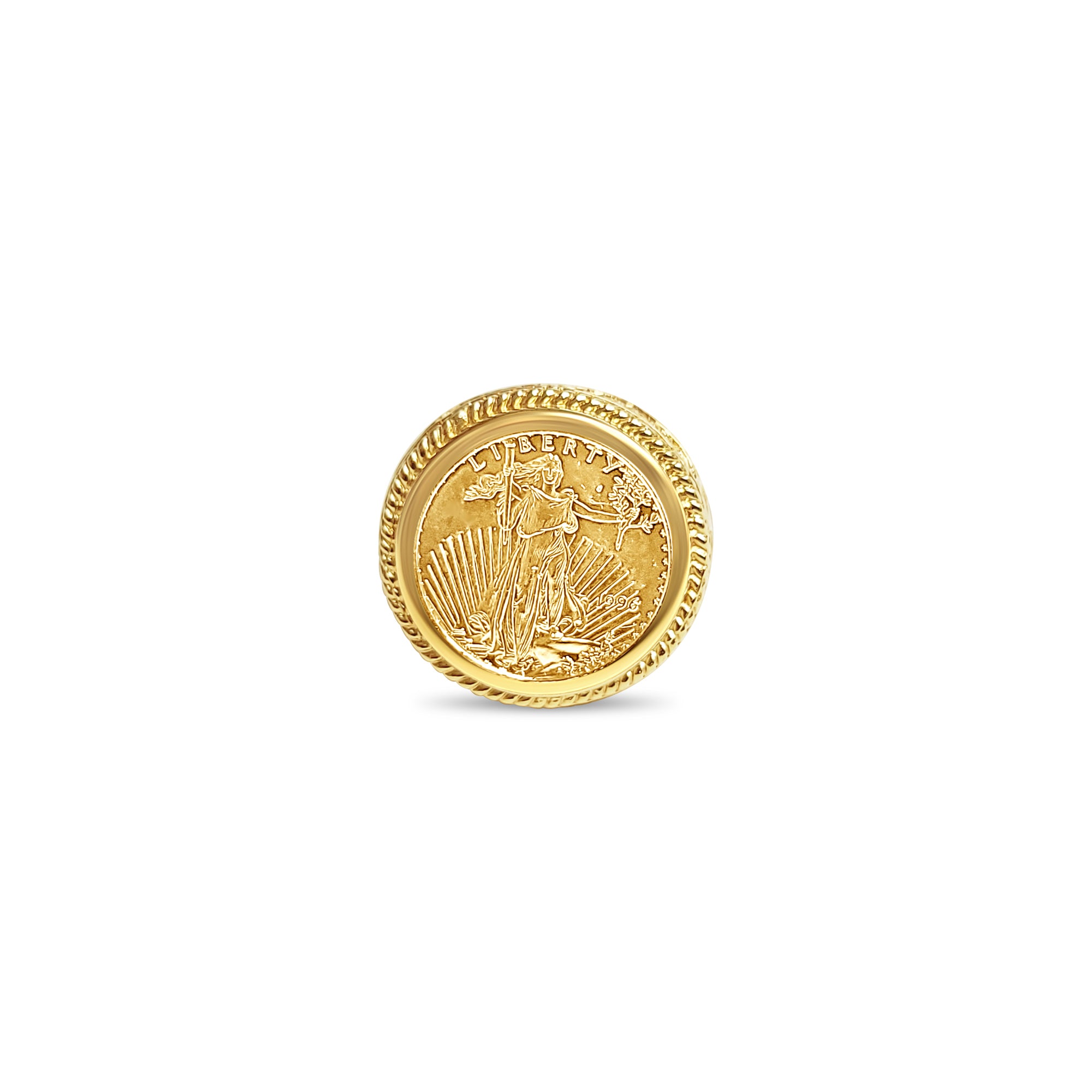 22K Fine Gold Ring with Lady Liberty, Rope & Heart Design - 1/10OZ Solid Gold Band for Women | Perfect Gift for Anniversary, Valentine's Day & Special Occasions