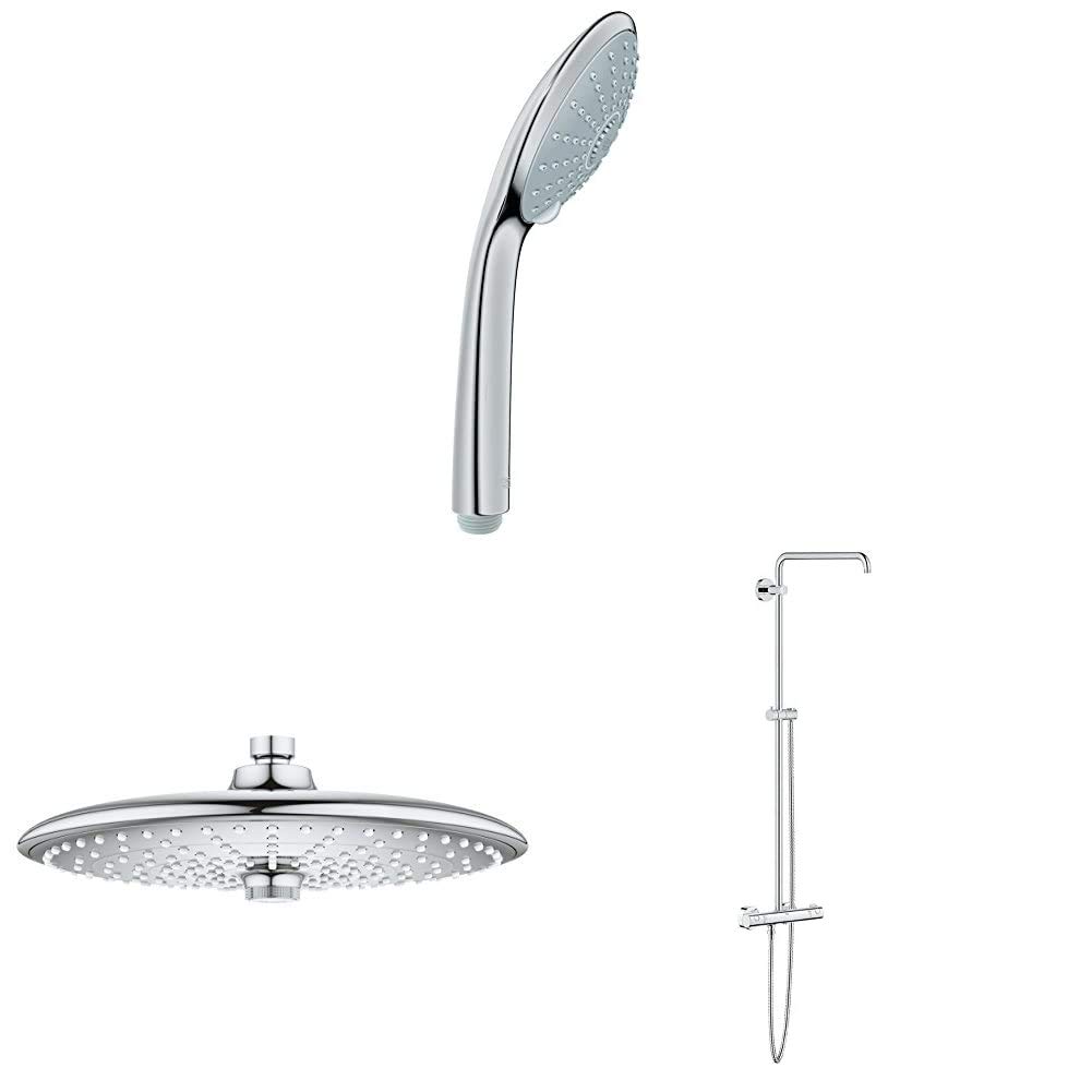 Grohe Euphoria Wall Mount Thermostatic Shower System with Hand Shower & Rainfall Shower Head - Perfect for Luxurious Spa-Like Bathroom Experience