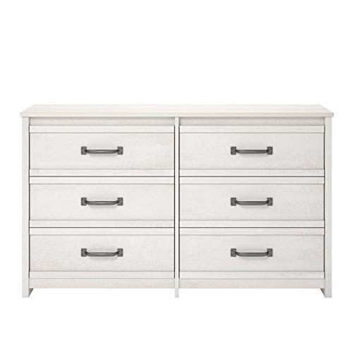 Ameriwood Home Bassinger 6 Drawer Dresser in Ivory Oak - Solid Wood Bedroom Furniture for Storage & Organization, Perfect for Master Bedroom, Guest Room or Nursery