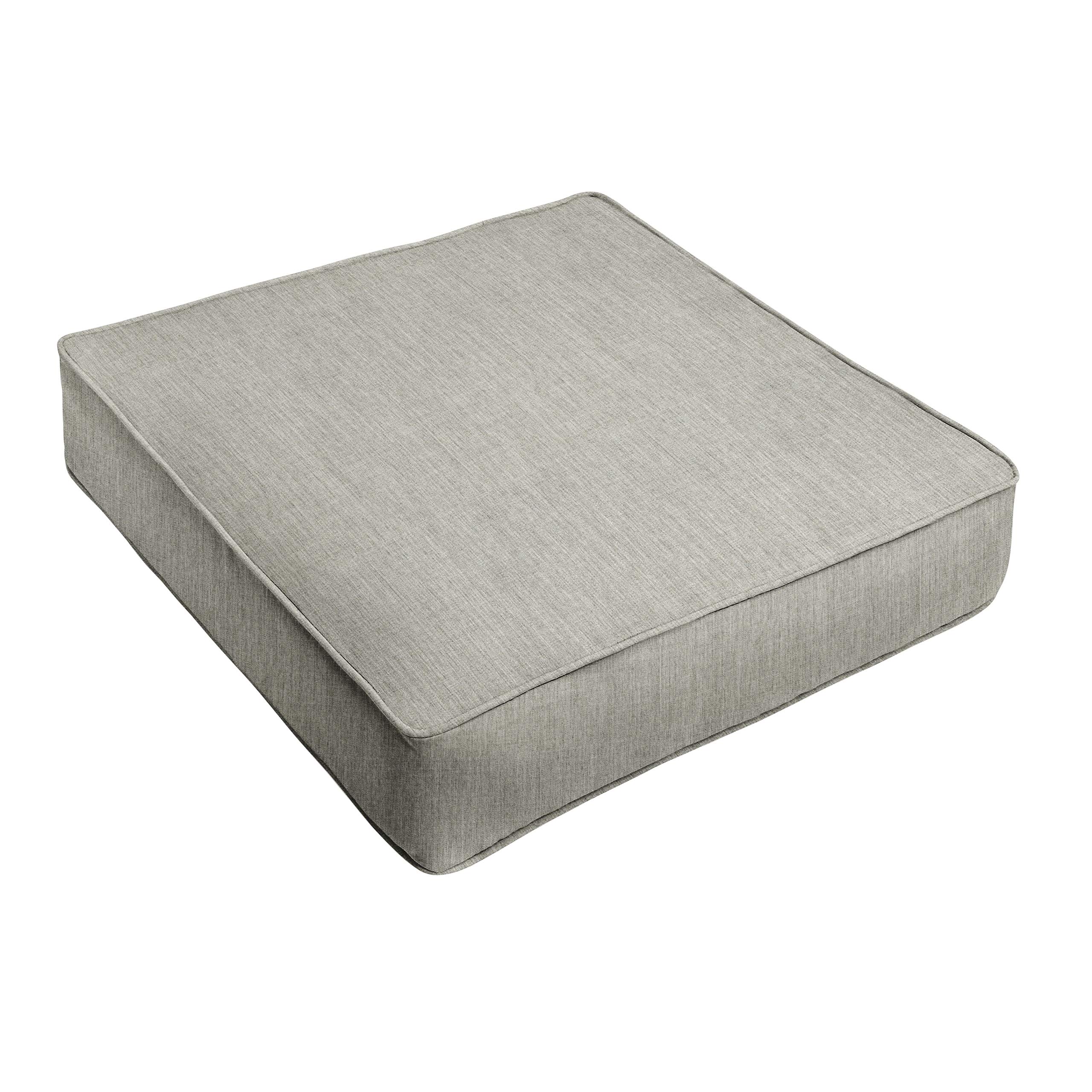 Premium Gray Deep Seating Chair Cushion 23.5x23 Inch - Indoor/Outdoor Water-Resistant Patio Furniture Cushion with Removable Fabric Cover (Granite Corded) - Perfect for Dining Chairs, Deck Lounging & Outdoor Seating Areas - Made of Durable Acrylic Polyester Blend