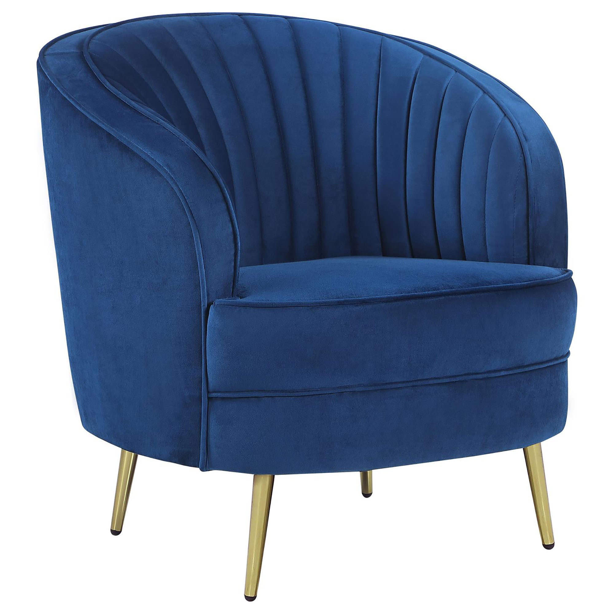 Blue Channel Tufted Chair - Upholstered Accent Chair with Button Tufting for Living Room, Bedroom or Office - Comfortable Modern Furniture for Home Decor