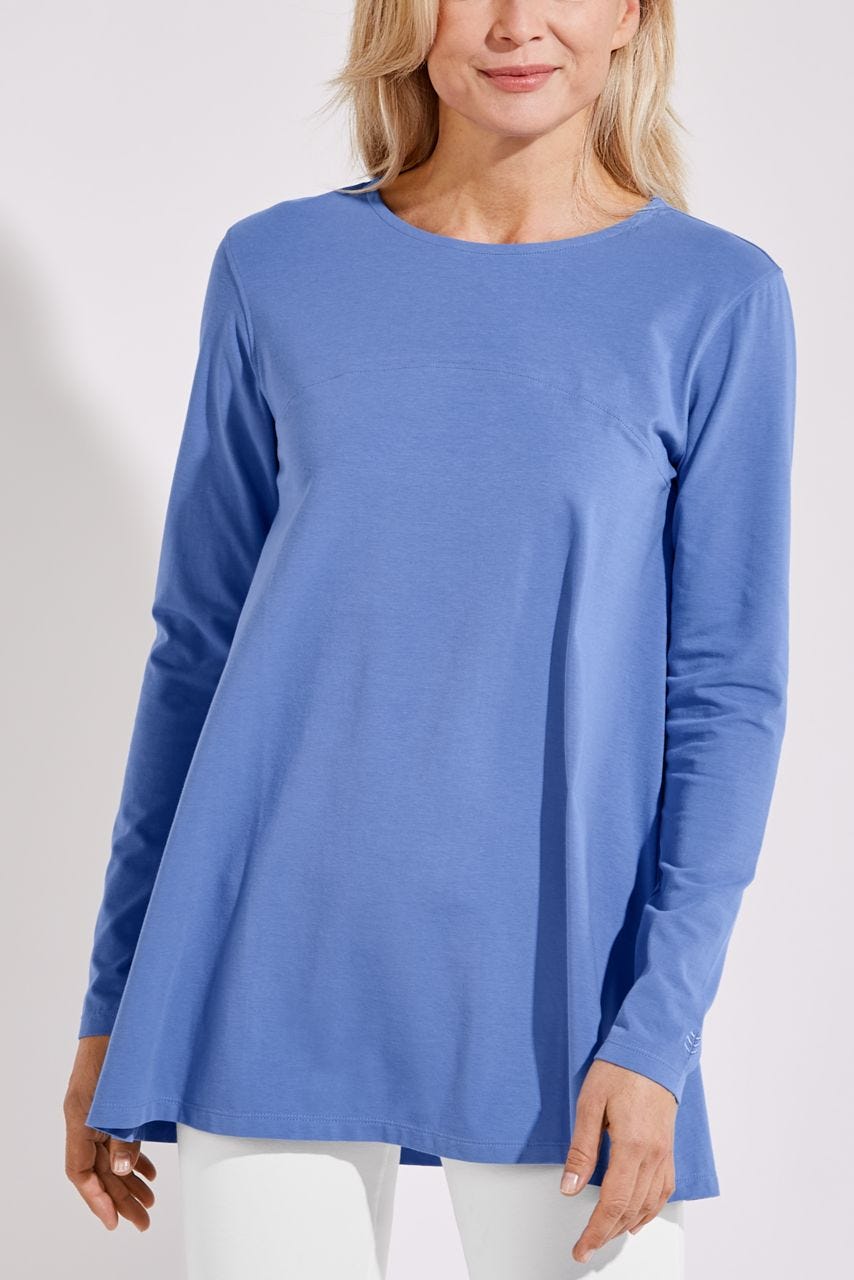 Women's Daybreak Swing Top - Aura Blue | Flowy Casual Blouse for Everyday Wear & Summer Outfits