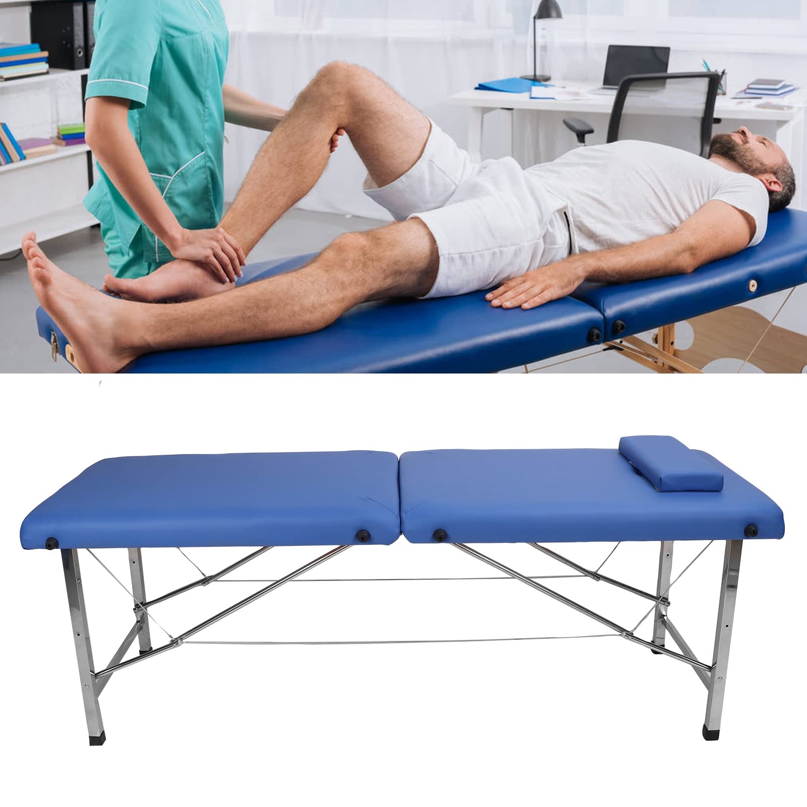 Portable Folding Massage Table - Adjustable Stainless Steel Massage Bed for Home, Salon & SPA | Moxibustion & Beauty Therapy | Perfect for Home Office, Living Room & Professional Use