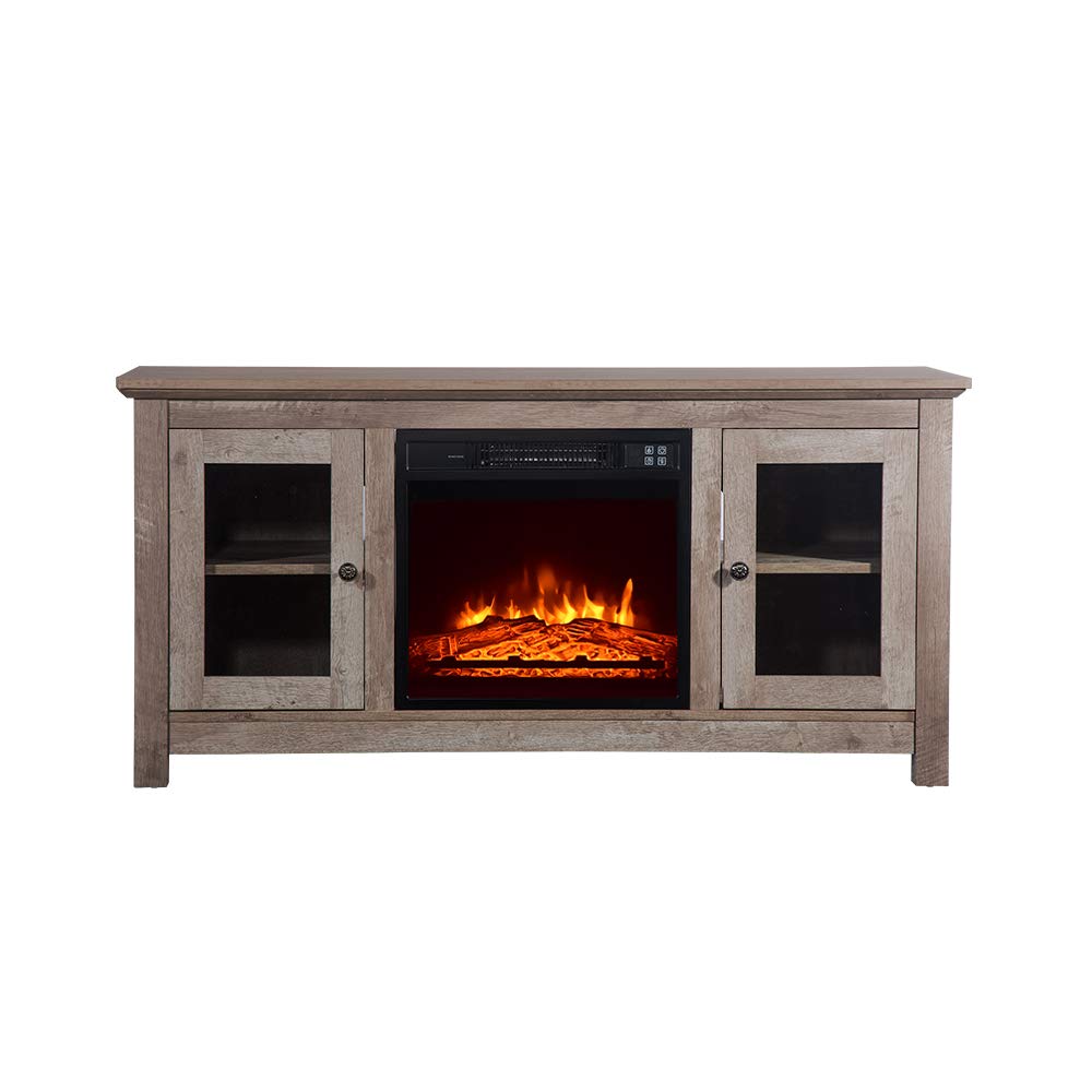 51-Inch Electric Fireplace TV Stand with Remote Control - 1400W Heater, Realistic Log & Flame Effect, Black Wooden Cabinet - Perfect for Living Room, Bedroom & Office Warmth & Ambiance
