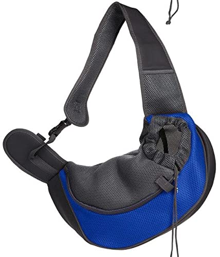 Premium Dog Carrier Sling - Comfortable Pet Backpack for Small Dogs & Yorkies (Large Size, Blue) - Perfect for Travel, Hiking & Outdoor Adventures