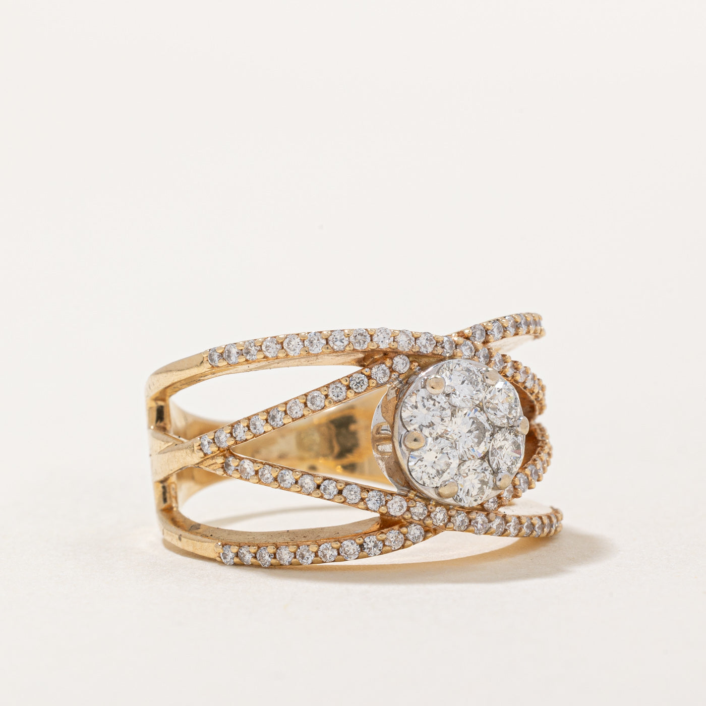 0.82ctw Diamond Crossover Ring for Women - Size 7.75 | Elegant Stackable Wedding Band, Anniversary Gift | Perfect for Bridal Jewelry, Date Nights & Special Occasions