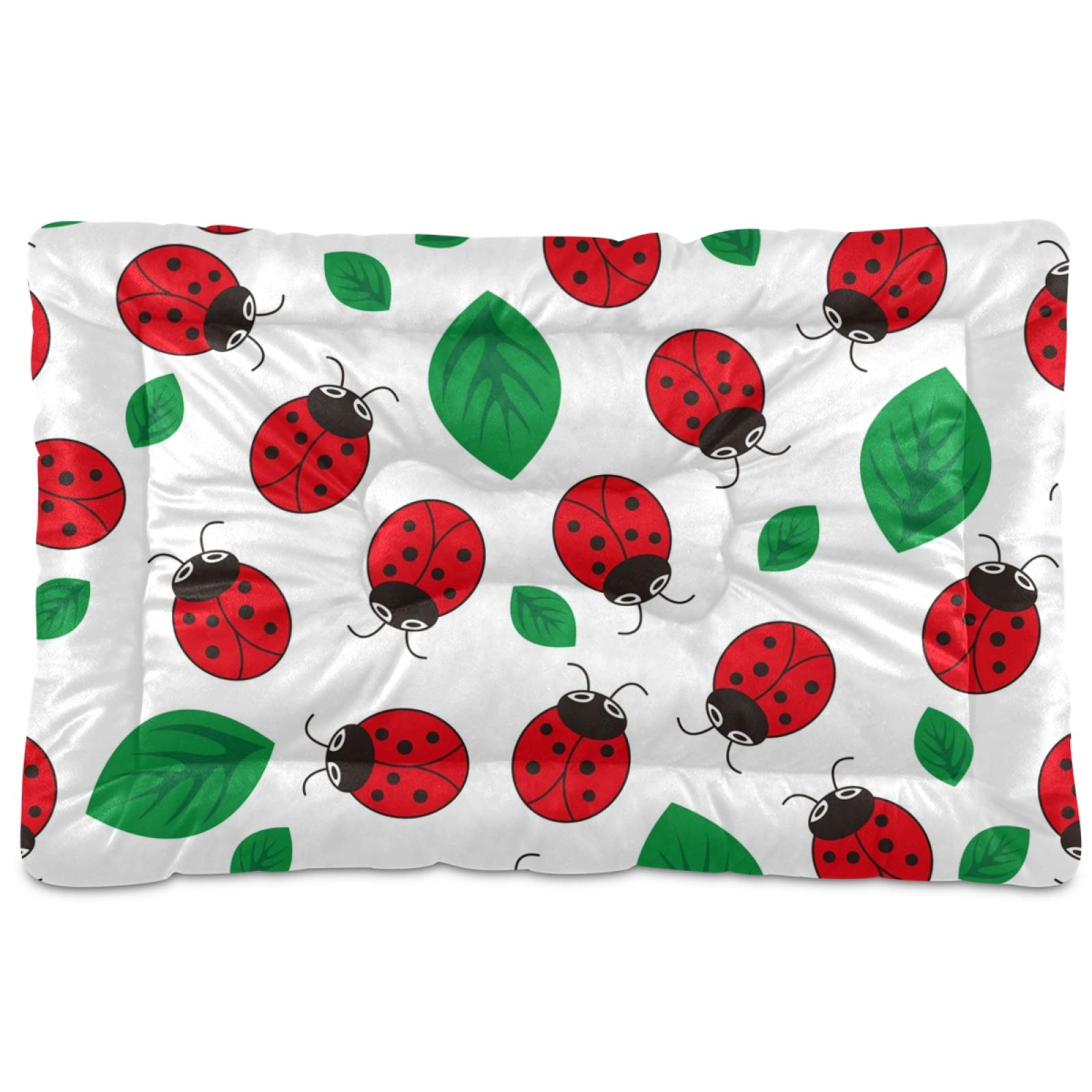 Washable Ladybug Dog Bed Mat - Soft Crate Pad for Large, Medium & Small Dogs - 36x24 Inch Pet Mattress for Puppies & Pets - Perfect for Crates, Kennels & Home Use