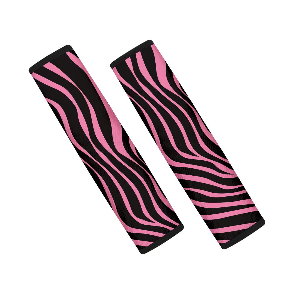FUIBENG Universal Car Seat Belt Pad Cover - Pink Zebra Print, 2 Pcs Soft Shoulder Strap Covers for Women, Comfortable Safety Accessories for Long Drives & Daily Commute