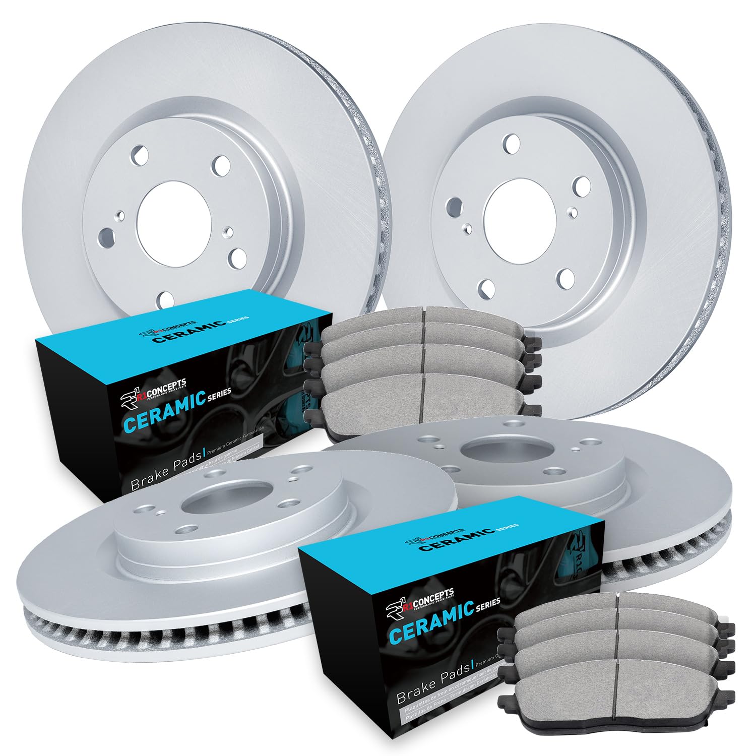 R1 Concepts Premium Ceramic Front & Rear Brake Pads and Rotors Kit - Compatible with 2015 Subaru Legacy | Smooth Stopping Power for Daily Commute & Highway Driving