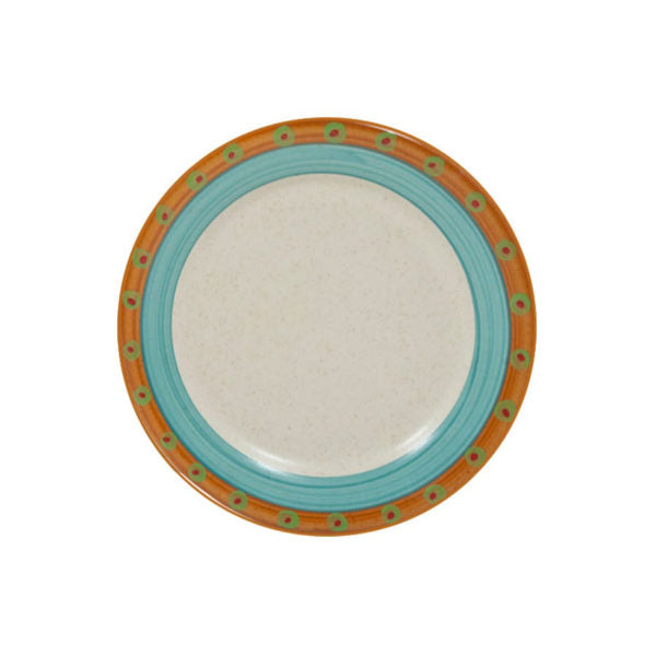 4-Piece Turquoise & Burnt Orange Dinner Plate Set - Elegant Sedona Style Stoneware for Everyday Dining & Entertaining