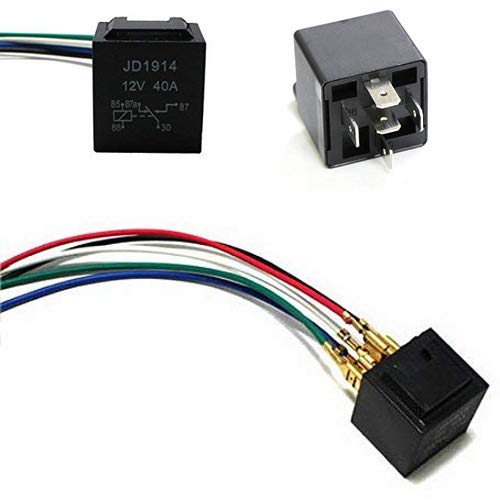 5 Pin 12V 40A SPDT Automotive Relay Socket with Wires - Compatible with Car Fog Lights, Daytime Running Lamps, Headlights & More - Perfect for DIY Auto Electrical Projects & Vehicle Lighting Upgrades