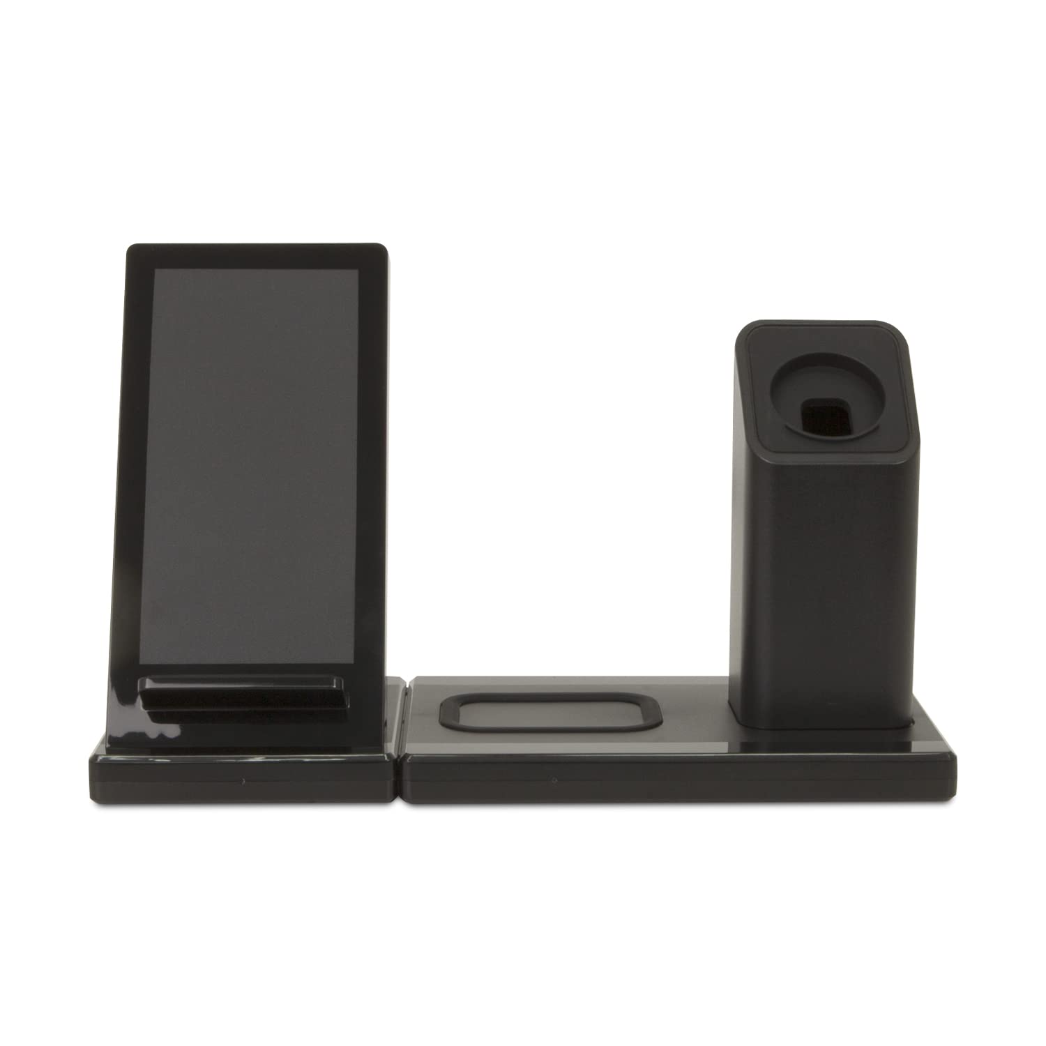 Realm 3-in-1 Wireless Charging Station for iPhone 14/13/12, Apple Watch Series 9/8/7, AirPods Pro - Fast Qi Wireless Charger Dock & Stand for Multiple Devices (Black, RLMW3BK) | Perfect for Home, Office & Travel Use