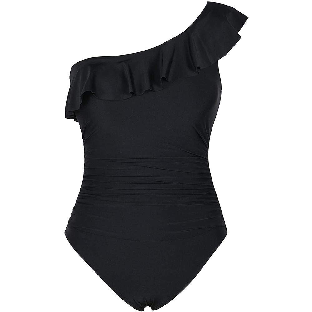 BAYiMUZHA Women's One Shoulder Asymmetric Ruffle Monokini Swimwear - Sexy One Piece Bathing Suit for Beach, Pool Party & Summer Vacation