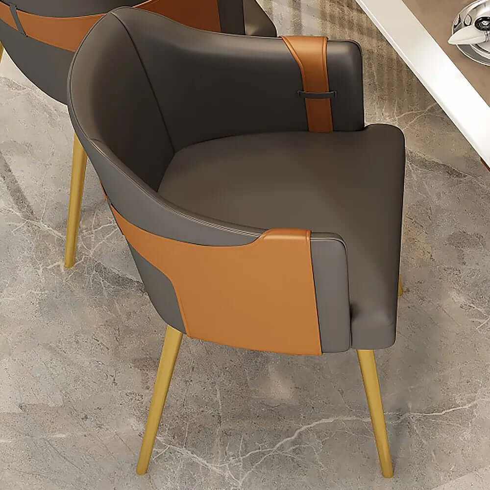 Modern Mid-Century Upholstered PU Leather Dining Chairs with Arms - Set of 2 - Elegant Home Dining Room Furniture for Kitchen, Breakfast Nook & Small Space Entertaining
