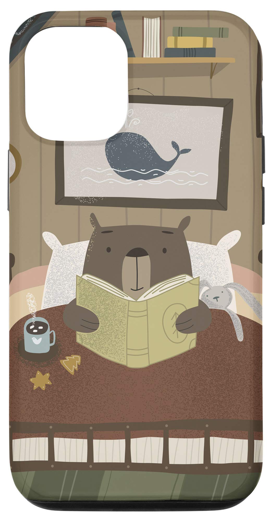 iPhone 12/12 Pro Bear Reading Book & Drinking Hot Chocolate Winter Themed Phone Case - Perfect for Cozy Winter Days, Holiday Gifts & Seasonal Protection
